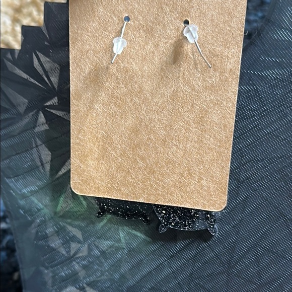 Handmade Glittery Black Witches Cauldron Earrings Spooky Cute Halloween Fall NWT - Picture 4 of 5